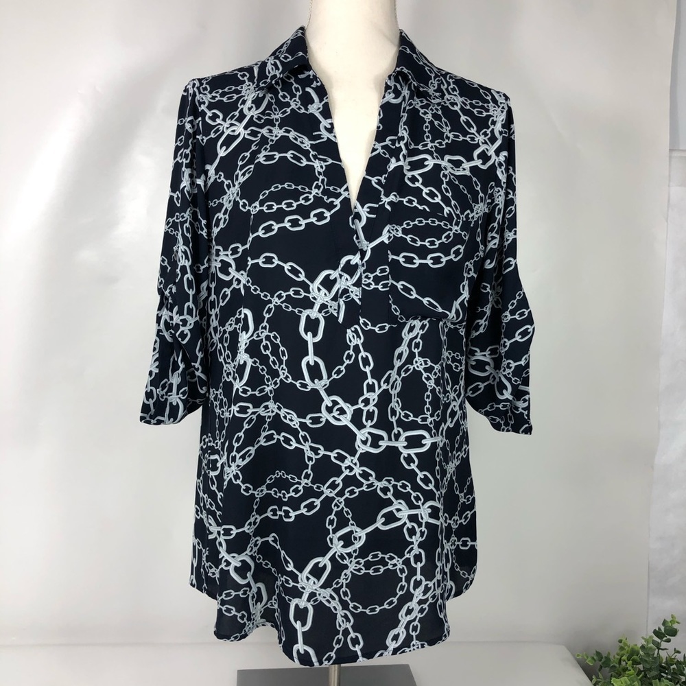 Soho New York & Company Jeans Chain Design Blouse size M